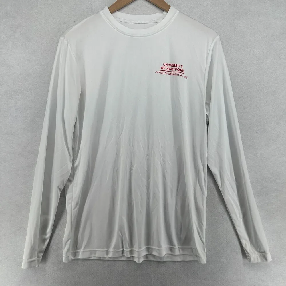 UNIVERSITY OF HARTFORD Shirt Mens M HAWKS Office Of Residential Life White